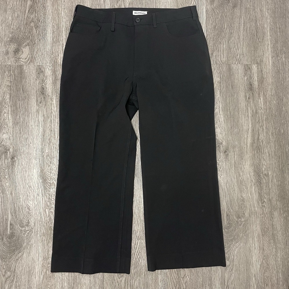 Balenciaga Pants Men's 34x24 Black Dress Chino Slacks Golf Performance Wool